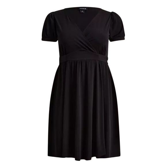 Torrid Short Sleeve Surplice Neck Dress Size 3X Black - Picture 6 of 8